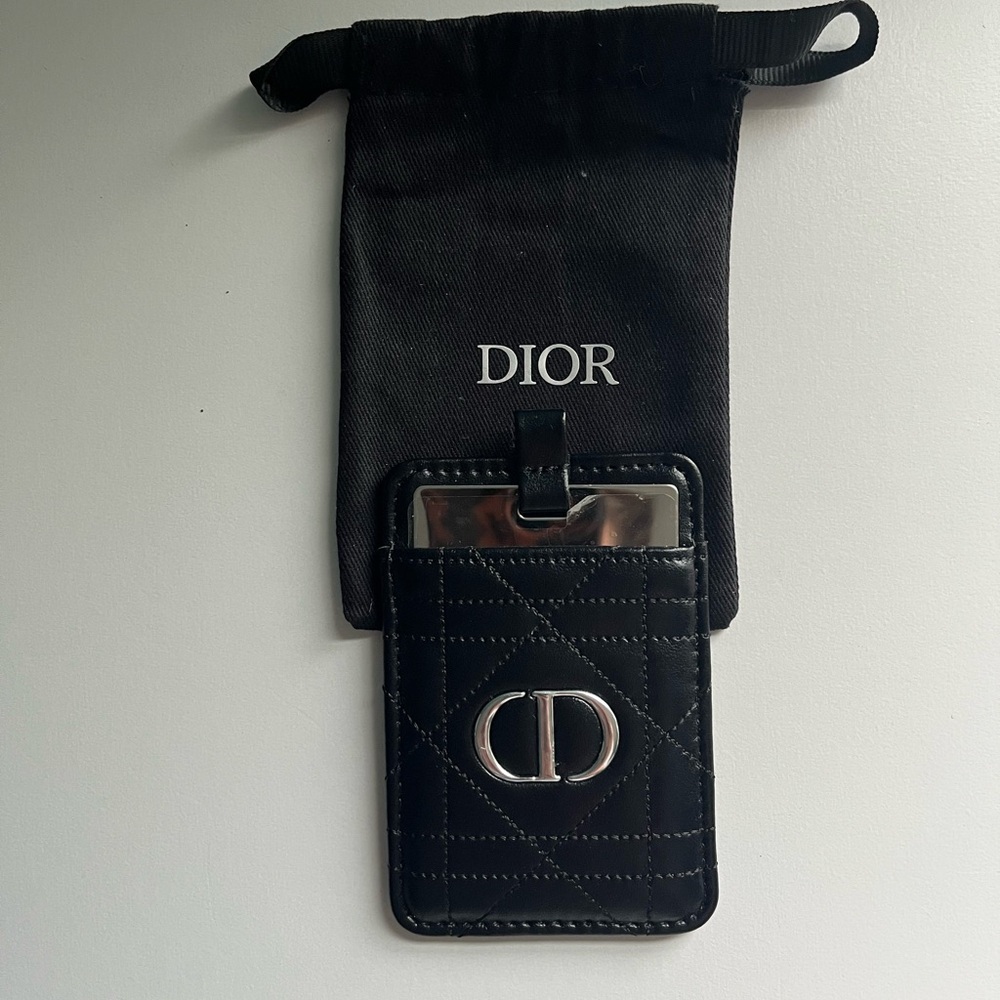 Dior Black Quilted Case and Mirror